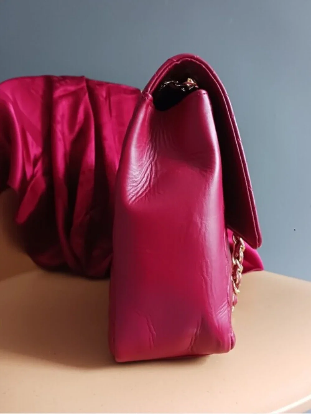 Chiara Ferretti Dark Red Quilted Genuine Leather Shoulder/ Crossbody Bag,
